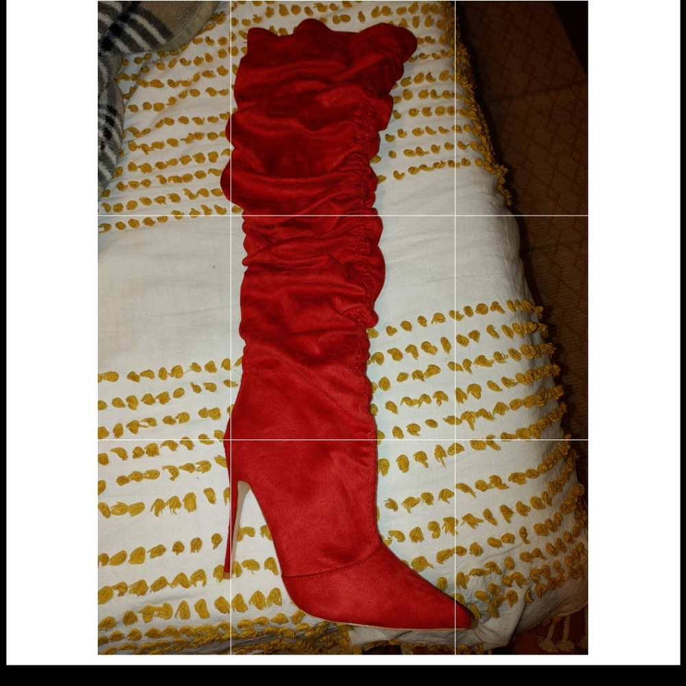 Red over the knee slouch boots size 10